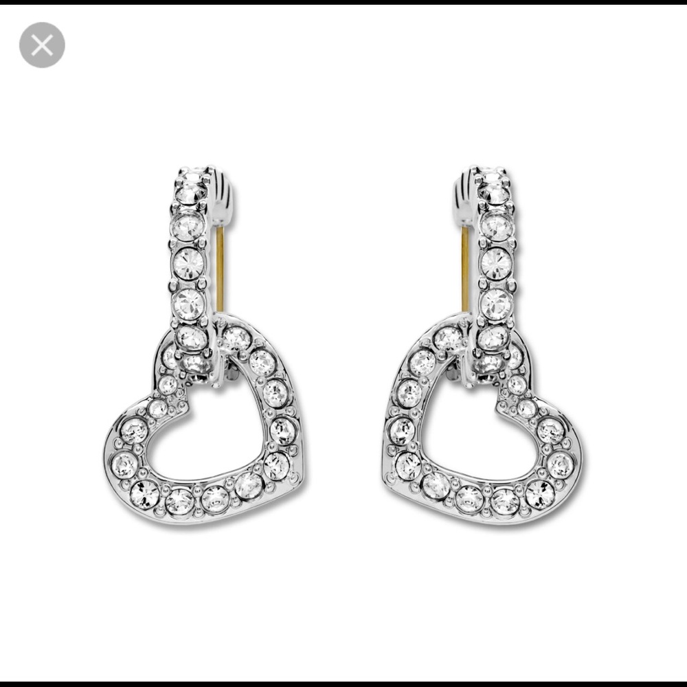 Swarovski heart dangle crystal earrings brand new!